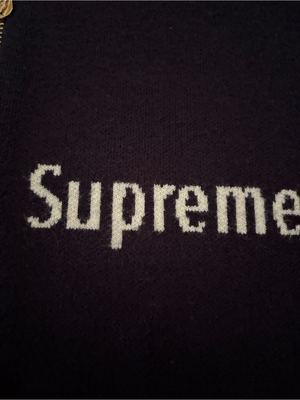 SUPREME | Navy Full Zip Knit Bomber Mock Neck Cardigan Sweater Jacket | Size S - Picture 6 of 6